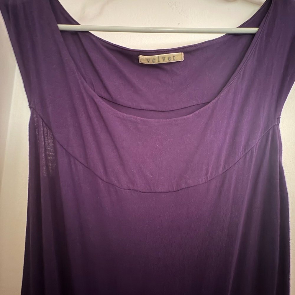 Velvet by Graham & Spencer Purple Layered Scoop Neck Midi Dress